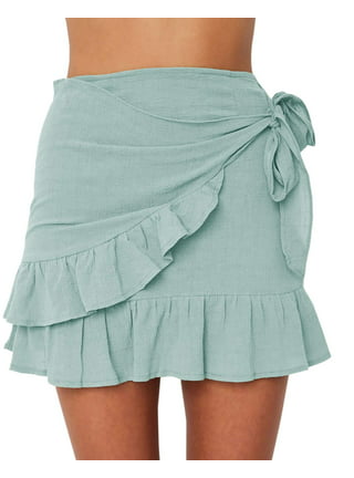Ties to the World Cream Satin Wrap Mini Skirt