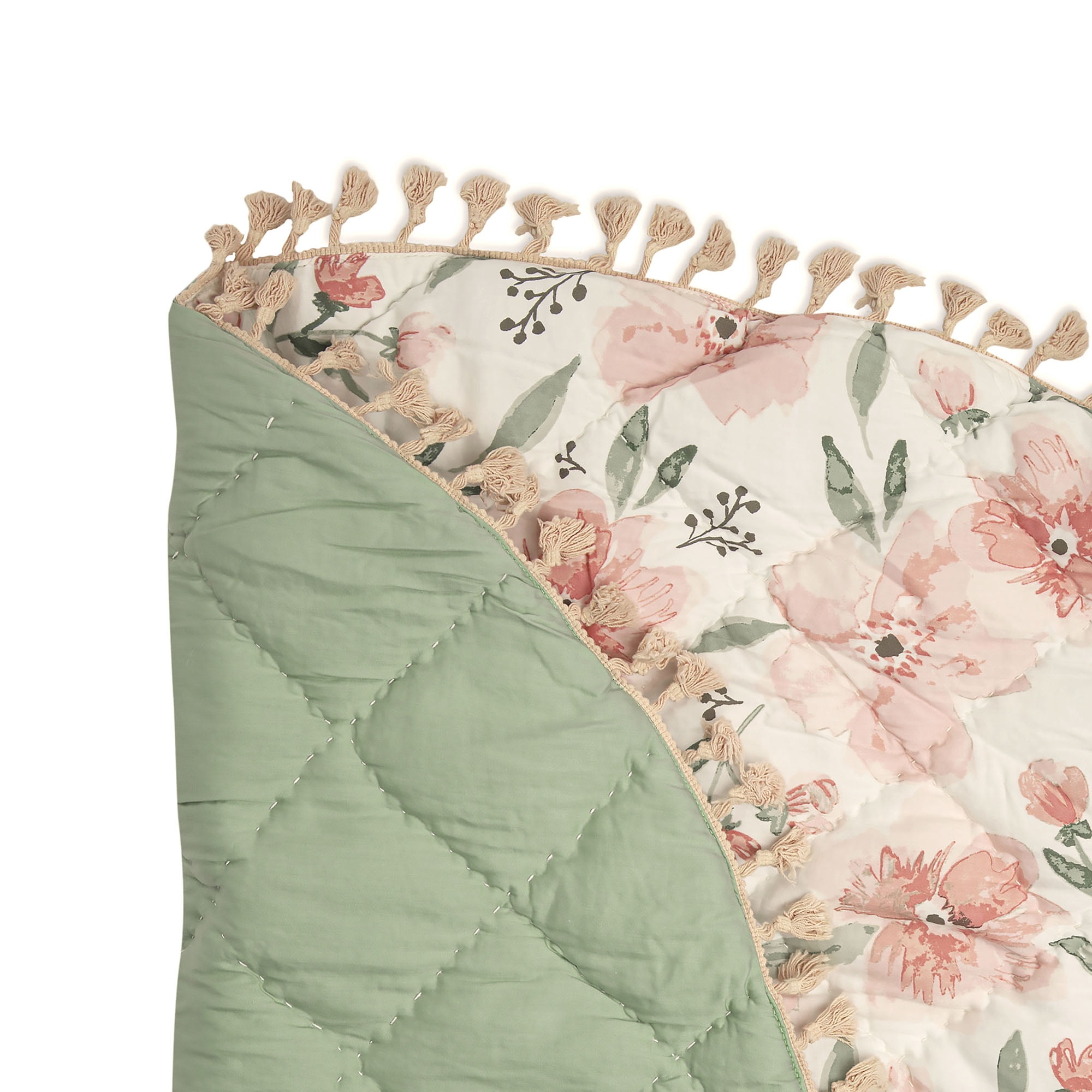 Crane Baby Activity Mat for Boys and Girls, Floral Print, 40" x 40", Kids Play Mat, Tummy Time Mat