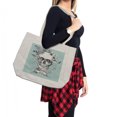 thumbnail image 2 of Grunge Shopping Bag, Skull and Flowers Day of the Dead Mexican Traditional Celebration Symbolic Art, Eco-Friendly Reusable Bag for Groceries Beach and More, 15.5" X 14.5", Cream, by Ambesonne, 2 of 2