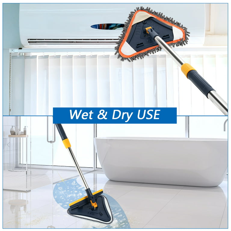 5 in 1 180 Degree Spin Triangle Window Cleaning Mop Multifunctional  Retractable Pole Glass Wiper Window Cleaner Wall and Window Cleaning Tool  for