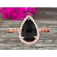 thumbnail image 7 of 1.75 Carat Pear Shape Black Diamond Moissanite Engagement Ring Art Deco Wedding Ring 10k Rose gold Milgrain Anniversary Ring with Halo Design, 7 of 7