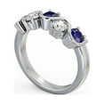thumbnail image 2 of 0.90 Ct Round Cut Blue Sapphire Genuine Diamond Wonderful Engagement Eternity Band for her 14K White Gold Size 5, 2 of 7