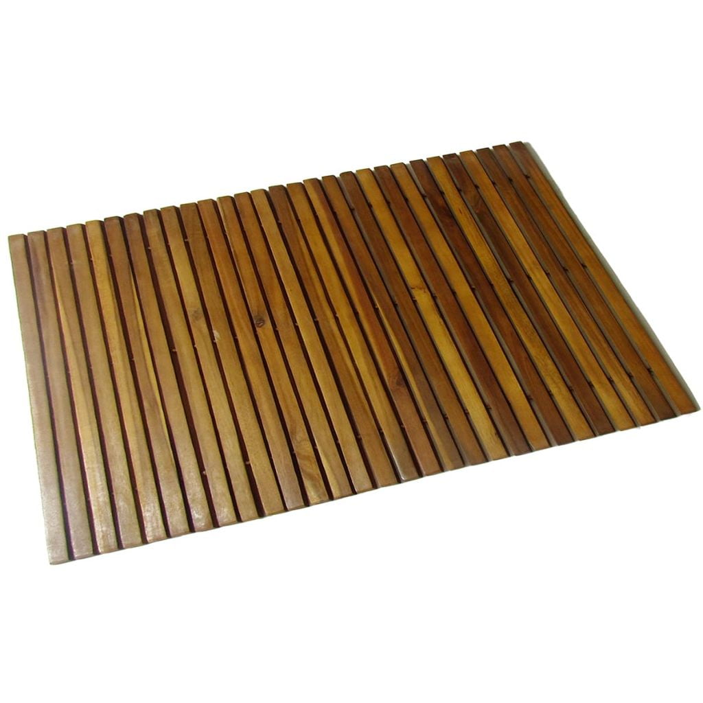 Kepooman Acacia Wood Shower Floor Mat Non for Bathroom, Brown Kepooman Acacia Wood Shower Floor Mat Non for Bathroom, Brown