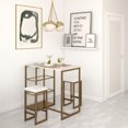 thumbnail image 3 of Dorel Living Tanner 3-Piece Brass Pub Set with Faux Marble Top, White, 3 of 9