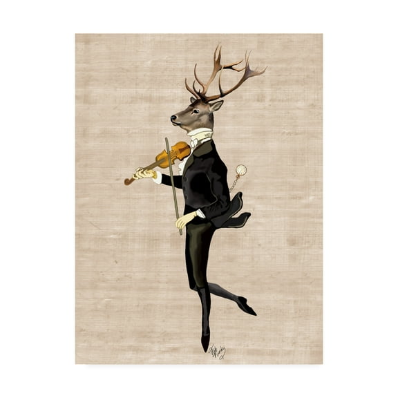 Trademark Fine Art 'Dancing Deer With Violin' Canvas Art by Fab Funky