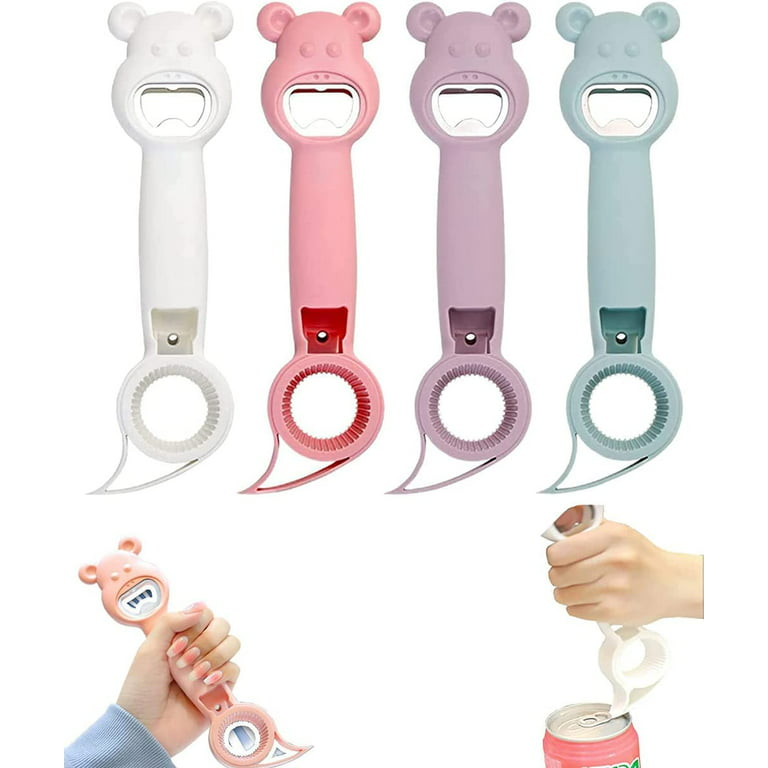 4 in 1 Beer Bottle Opener, Multifunction Jar Can Bottle Opener Bulk, Multi  Kitchen Tool Cute Bear Opener for Jelly Jars Wine Beer and to Protect the