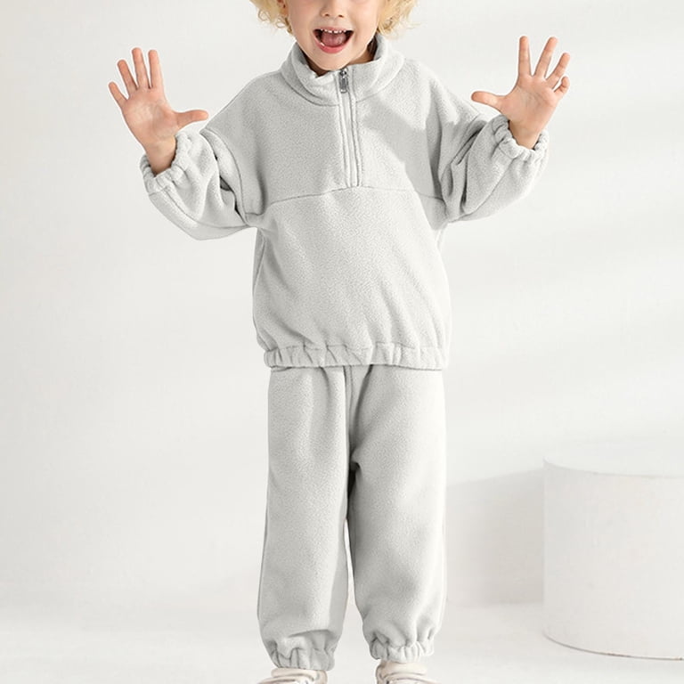 UAMVSH Toddler Baby Boy Girl Clothes Fall Winter Solid Long Sleeve