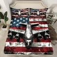 thumbnail image 2 of Castle Fairy USA Flag 3pcs Twin Sheet Sets,Jet Twin Fitted Sheet,Abstract Vintage Breathable Flat Sheet,Breathable Plane Home Decor, 2 of 7