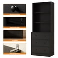 thumbnail image 6 of RichYa 71'' Tall Bookcase with 3 Drawers,3 Open Display Bookshelves,6-Tier Storage Cabinet for Home Office,Living Room,Black, 6 of 8