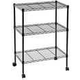 thumbnail image 5 of 24" x 14" x 33" Bakers Rack with 4 Casters, 3-Tier Heavy Duty Kitchen Food Storage Shelf, Adjustable Height Metal Microwave Cart for Kitchen, Living Room, Office, Dorm, Garage, Grill Area, Q0661, 5 of 6