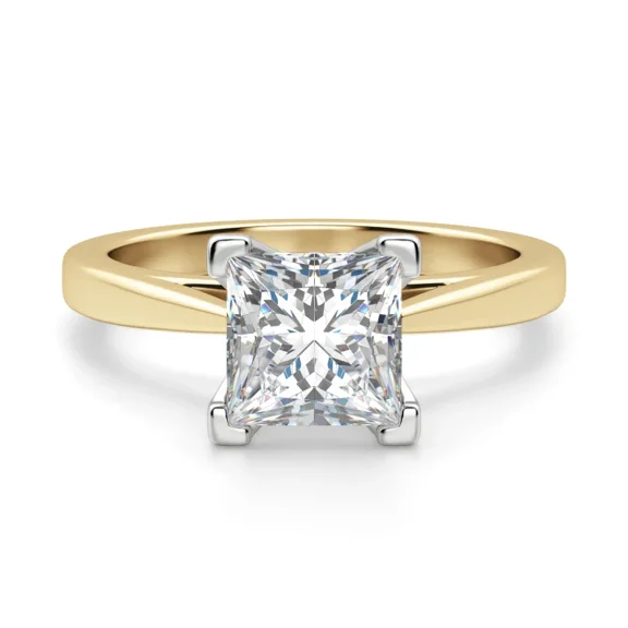 3 Carat Princess Cut Moissanite Engagement Wedding Ring for Women D VVS1 18k Yellow Gold Plated 925 Silver Promise Ring | Lifetime Warranty
