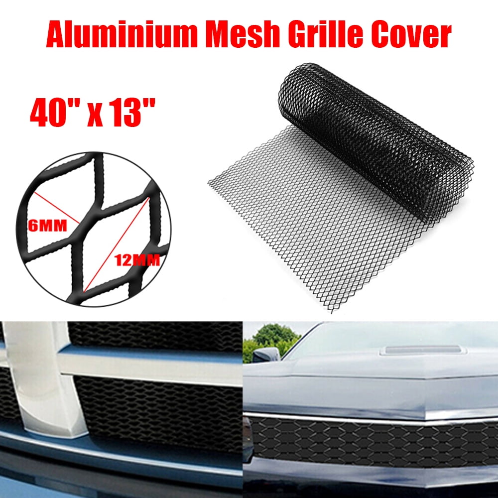 ALLTIMES 40''x13'' Car Mesh Grille Cover, Black Durable Aluminium Alloy, Fit for All Kind of