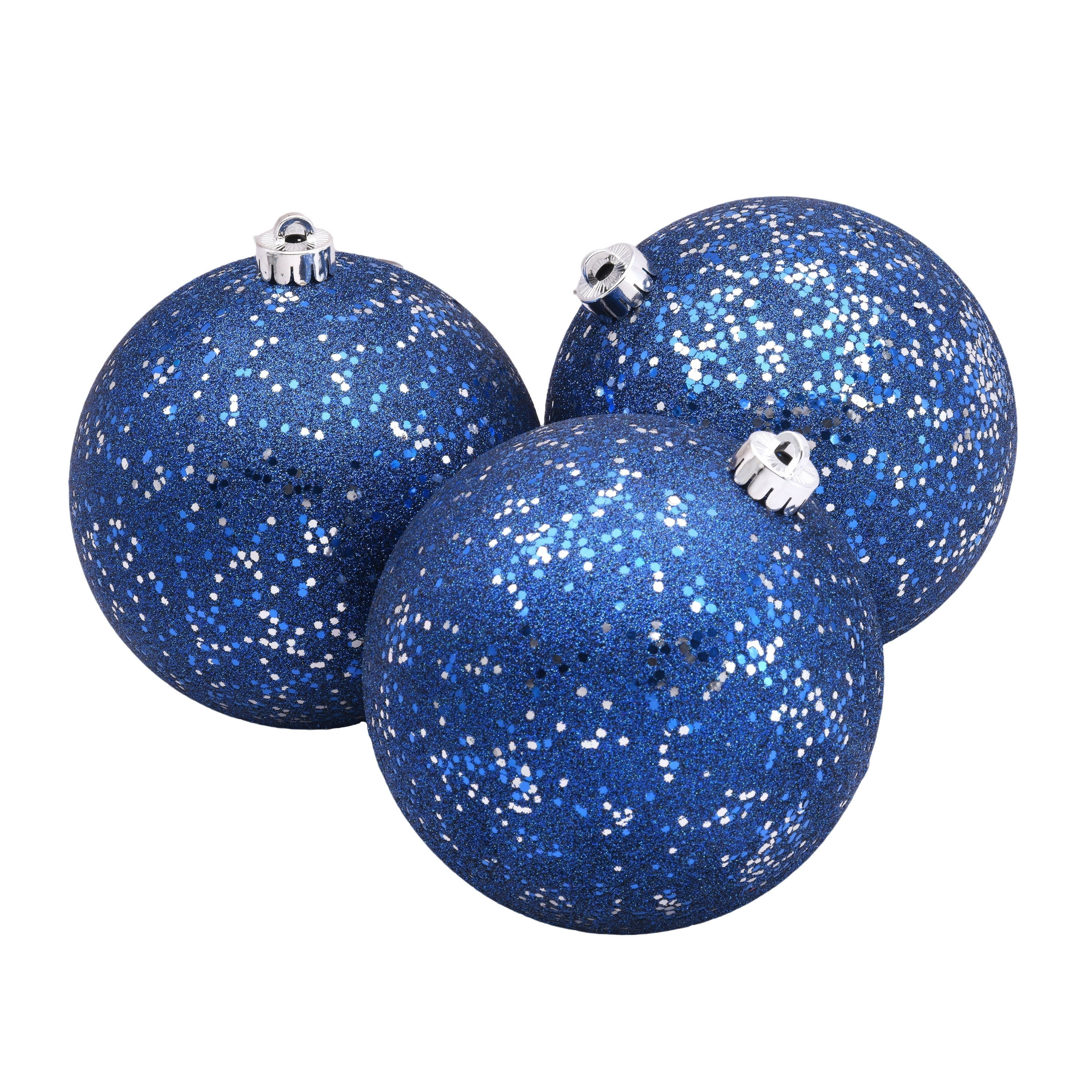 4-Count Blue Glitter Ball Shatterproof Christmas Ornaments, 6.5", by Holiday Time