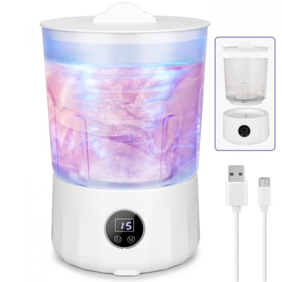 OUMASK Portable Mini Washing Machine, 1.5L Compact Underwear Washer with 3 Wash Modes and 3000mAh Rechargeable Battery