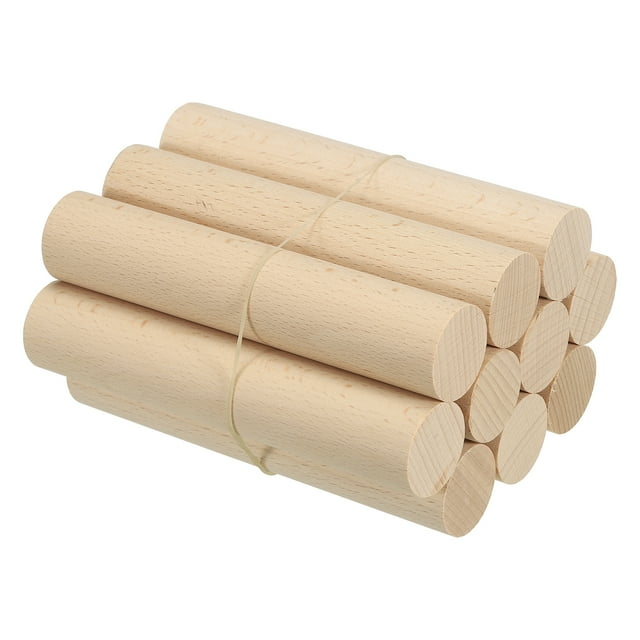 Unique Bargains 1-1/5 x 6 Inch Dowel Rods Wood Sticks Unfinished Wooden Dowel Rods Round Dowels Sticks 10 Pcs