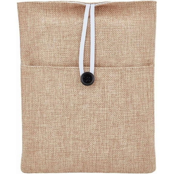 1 pc Cotton & Linen Book Sleeve with Button & Front Pocket Book Protector Fabric Book Covers for Book Lovers Rectangle BurlyWood 25x19x1.45cm