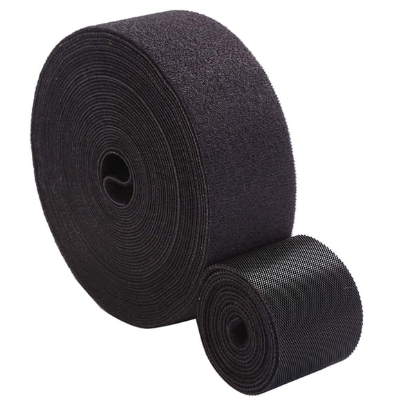 Reusable Fastening Tape Cable Ties Roll 2 Inch Double Side Hook Roll Hook and Loop Cord Management Wire Organizer Straps Black 5 Yard