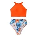 thumbnail image 7 of vigerkar Women High Waisted Bikini Sets High Neck Sporty Two Piece Swimsuits (Orange, L), 7 of 7