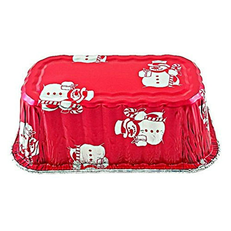 Pactogo 1 lb. Red Aluminum Foil Holiday Mini-Loaf Snowflake Pan w