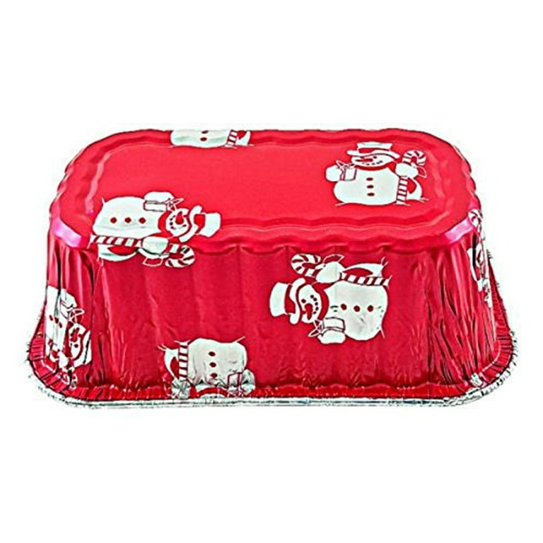Festive Red Snowman Mini Loaf Pan Set – 6 Pack With Clear Lids For Holiday Baking