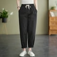 thumbnail image 2 of Sentmoon Plus Size Linen Pants for Women Solid Color High Elastic Waist Summer Pants Women Relaxed Fit Active Jogging Pants Beach Vacation Essentials for Summer and Hot Weather XL, 2 of 6