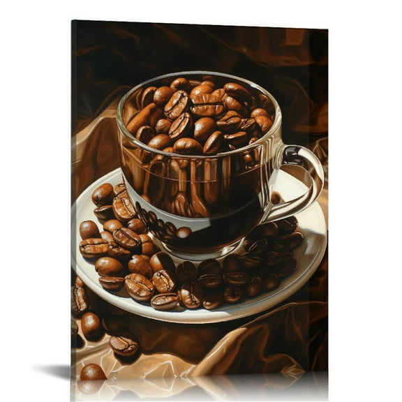 COMIO Vintage Coffee Wall Art Farmhouse Decor, Coffee Bean Coffee Cup Art Painting Kitchen Decor , Coffee Canvas Art Prints for Dining Room Office Cafe Bar Wall Decoration- (Unframed)