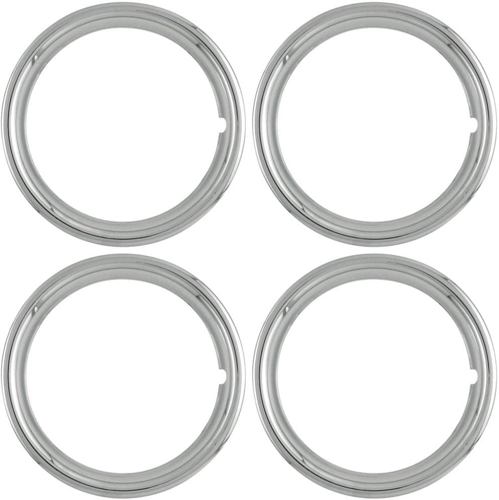 Chrome ABS Plastic Beauty Rims Pack of 4 OxGord Trim Rings 16 inch Diameter 