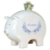 Personalized Piggy Bank - Lavender Floral Garland