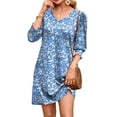 thumbnail image 4 of WIHOLL Flowy Dresses for Women Cute Floral Print 3/4 Length Sleeve Midi Dress Lightweight Casual Beach Vacation Sundresses with Pockets, 4 of 9