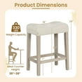 thumbnail image 2 of 24 Inch Bar Stools Pair, Upholstered Saddle Seats with Button Tufted Surface, Solid Wood Legs and Footrest, Backless Counter Stools for Kitchen Cafe, Beige, 2 of 5
