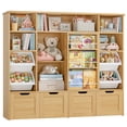 thumbnail image 3 of Hiphuta 55"W Kid Toy Storage Organize with Sliding Bookshelf, Kid Bookcase with 4 Removable Drawers, Toy Storage Toy Organize for Kid Bedroom Playroom, Natural, 3 of 7
