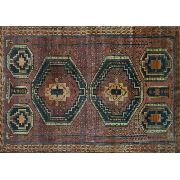Ahgly Company Indoor Rectangle Persian Light Blue Traditional Area Rugs, 7' x 9'