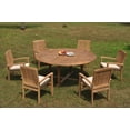 thumbnail image 2 of Grade-A Teak Dining Set: 6 Seater 7 Pc: 72" Round Table And 6 Wave Stacking Arm Chairs Outdoor Patio WholesaleTeak #51WV1707, 2 of 6