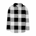 thumbnail image 4 of Fznquz Button Down Women Tee Shirts Plaid Black Flannel Long Sleeve Shirts Warm Winter Outerwear Tee,XL, 4 of 7