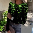 thumbnail image 2 of ASDFVBKG Women St Patrick's Day Shirts: Dressy Crewneck Basic Long Sleeve Slim Fitted Tee Shirts Ribbed Shamrock Comfy Outfits Black 3XL, 2 of 6