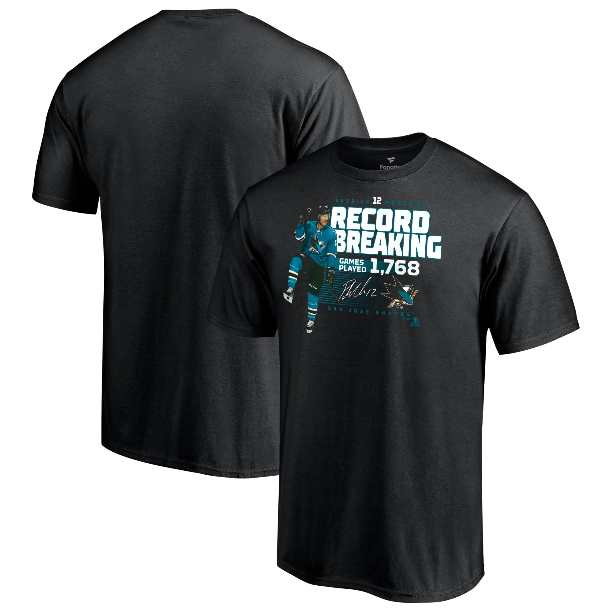 Men's Fanatics Branded Patrick Marleau Black San Jose Sharks NHL Record Setter T-Shirt