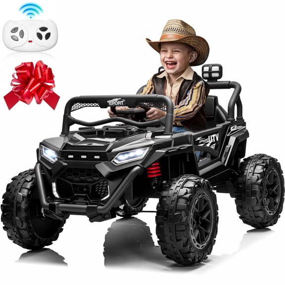 24V 2 Seater Ride On Toys, Joyracer 800W 4WD Electric Cars for Kids with Parent Remote, Spring Suspension, Bluetooth, Black