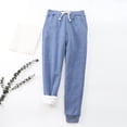 thumbnail image 4 of Summer Pants for Women Stretchy Pants for Women Work Dressy Womens with Pockets Womens Elastic Waist Mom Jean Sheer Casual Cute Fall Clothes Petite Casual Lined Blue XL, 4 of 4