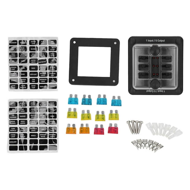 Bloc-fusibles à lame, support de boîte à fusibles 6 voies, protection étanche avec indicateur d'avertissement LED pour voiture, bateau, camping-car