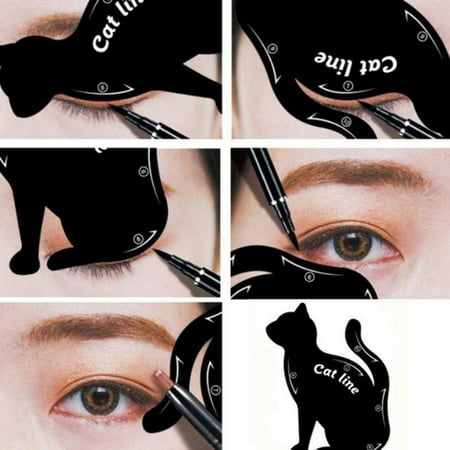 2Pcs/Set Makeup Cat Eye Eyeliner Stencil Eyeliner Stencil Models Eyebrow (Best Makeup For Black Eye)