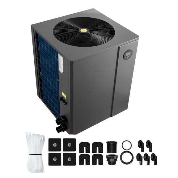 KFFKFF Electric Pool Heat Pump, 104790 BTU, Suitable for In-Ground Pools Up to 27738 Gallons, Energy-Efficient Inverter Technology, WiFi & App Control, Enhanced Safety Features for Swimming Events