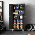 thumbnail image 2 of Studyset Garage Storage Cabinet with Wheels, 72" H Locking Metal Storage Cabinet with 2 Doors, 4 Adjustable Shelves & Door Pegboard for Garage Workshop Home Office, Black, 2 of 3