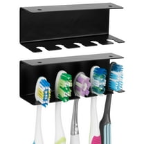 Linkidea Wall Mount Toothbrush Holder for Bathroom, Space Saving Organizer for RV, Cabinet, Stainless Steel 5 Slots Hanger Compatible with Colgate ExtraClean, Oral-B CrossAction(Black)