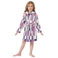 thumbnail image 6 of FORMRS Niños Bathrobe Unisex Hooded Robe Soft Plush Pajamas Sleepwear, Size 7-9T, Pink and Purple Plaid Pattern, 6 of 7