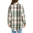 thumbnail image 5 of PPYOUNG Women's Plaid Shackets Flannel Long Sleeve Button Down Shirts Outwear Coat Jackets, Green, 5 of 6