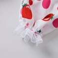 thumbnail image 6 of Odeerbi 0-1 Years Infant Girls Summer Rompers Strawberry Print Ruffle Satin Jumpsuit Leisure Lantern Overall Pants Haren Pants with Headband Set, 6 of 7