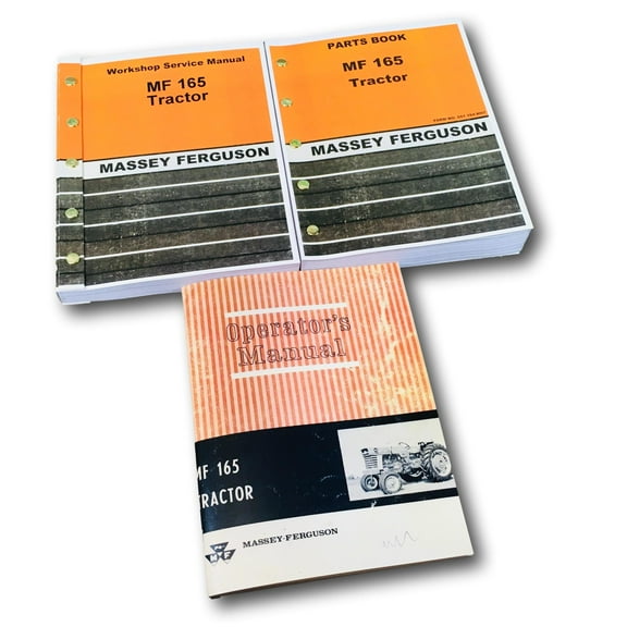 Set Massey Ferguson 165 Tractor Service Repair Owners Operators Parts Manuals