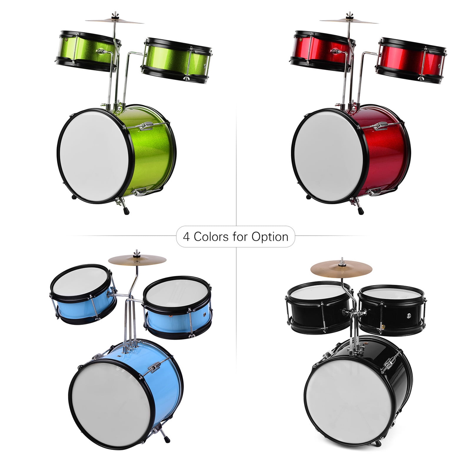 Aibecy Beginners Drum Set for Kids 3-Piece Kit Percussion Instrument with Cymbal Drumsticks Adjustable Stool Junior Children