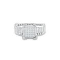 thumbnail image 2 of Sterling Silver Princess Diamond Square Cluster Bridal Wedding Engagement Ring 1 Cttw, 2 of 4