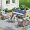 thumbnail image 2 of UDPATIO Patio Conversation Set, Rattan Wicker Furniture, 4 Piece Outdoor Sectional Set with Coffee Table & All-Weather Wicker, Navy Blue, 2 of 8